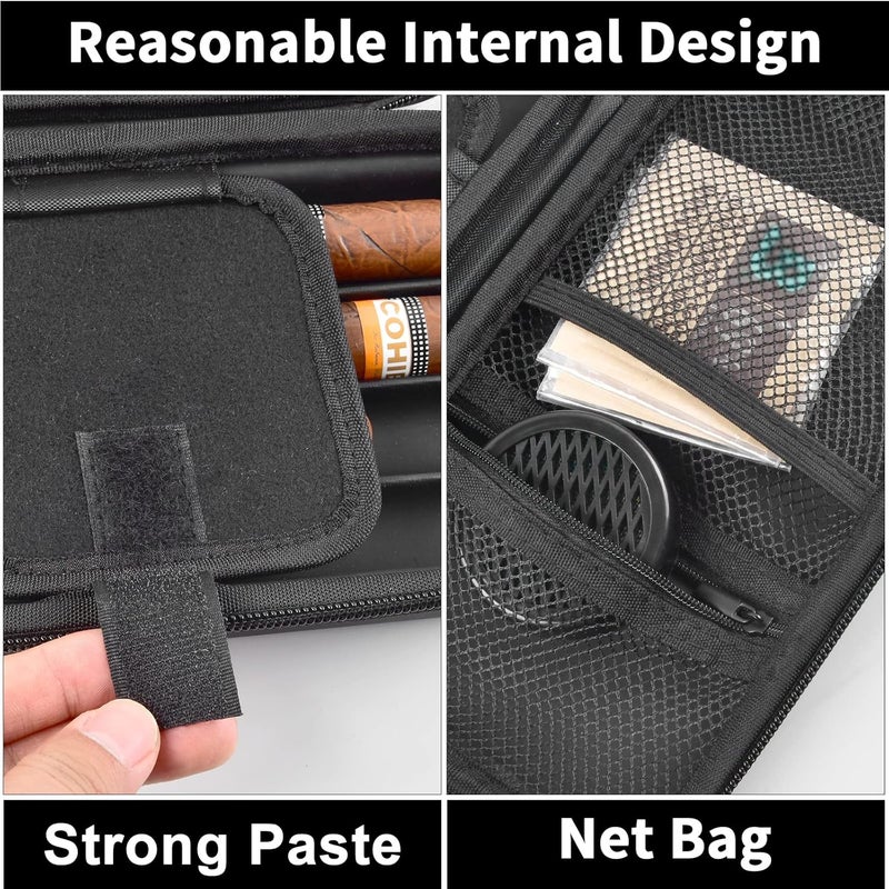 casmilee Cigar Case, 4 Finger Humidors Cigars Box with Humidifier. Cigar Travel Holder for Cigar Cutter/Lighter/Humidity Control Packs Set, Cigar Accessories Gifts for Men - Storage Case & Humidifier Only - Image 5